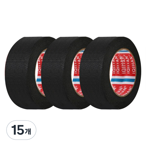 다다 칼라 마스킹 종이테이프 30mm x 15m, 블랙, 15개