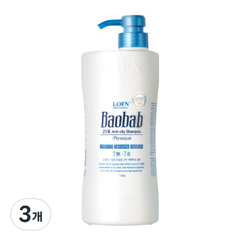 로픈 바오밥 21차 안티오일리 지성용 프리미엄 샴푸, 1kg, 3개