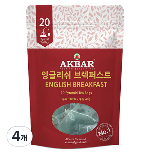아크바 잉글리쉬브렉퍼스트 피라미드 티백, 2g, 20개입, 4개, 2g
