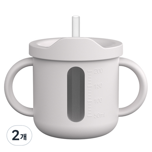 주니 유아용 실리콘 멀티컵 200ml, 베이지, 2개