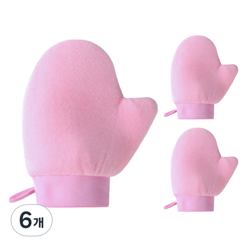 루미에도르 샤워 목욕 장갑, 핑크, 6개, 1개입