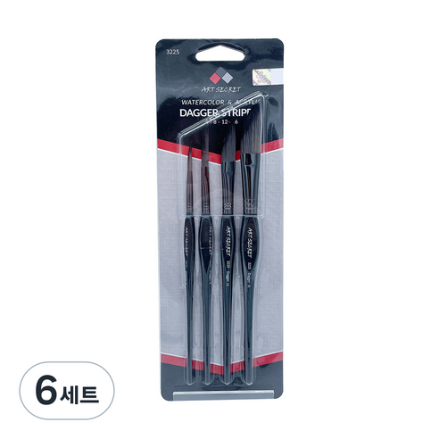 아트시크릿 수채화 아크릴 브러쉬 4종 세트 3225 DS, 6세트, 4호, 8호, 12호, 16호