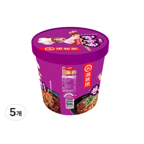 하이디라오 쏸라펀 누들컵 128g, 5개
