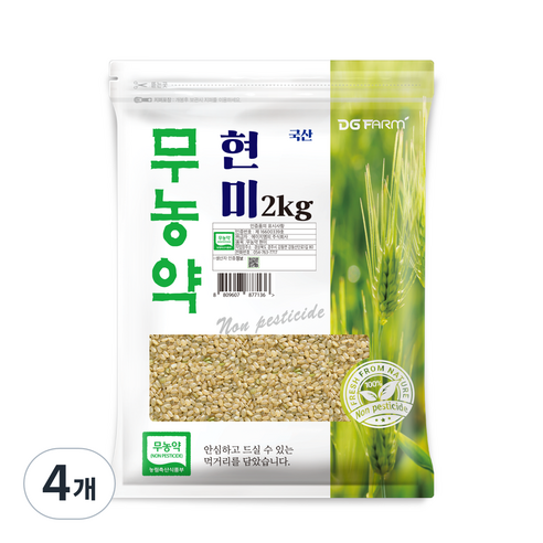 대구농산 무농약 현미, 2kg, 4개