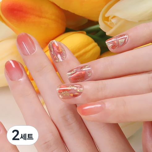 젤리넬리 네일스티커, 블루밍코랄, 2세트