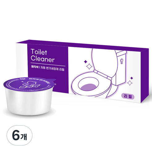 매직싹 대용량 자동 변기세정제 리필 3p, 180g, 6개