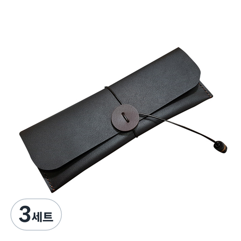 더보테가 핸드메이드 가죽 필통 + 펜슬캡 세트 각인 무, 비비지 다크브라운, 3세트