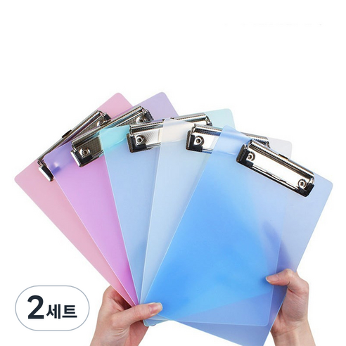 머니풀 반투명 주문서 클립보드 A5 5종 세트, 그린, 블루, 퍼플, 핑크, 화이트, 2세트