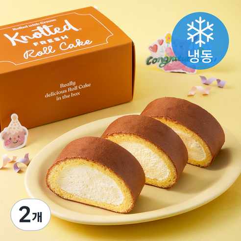 GFFG 노티드 크림가득 스마일롤 케이크 (냉동), 370g, 2개, 1개입