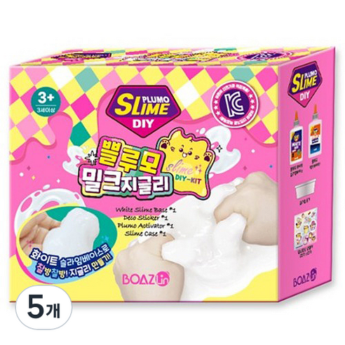 보아스린 쁠루모 DIY 밀크 지글리 슬라임 400g, 5개, 혼합색상