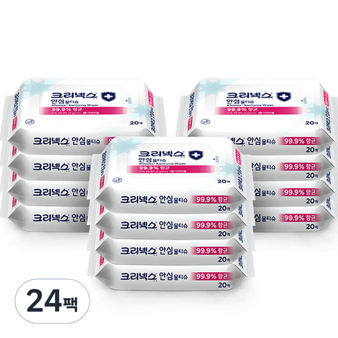 크리넥스 안심 물티슈, 20매, 24팩