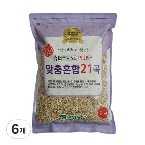 대한농산 슈퍼푸드5곡 플러스 맞춤혼합 21곡, 2kg, 6개