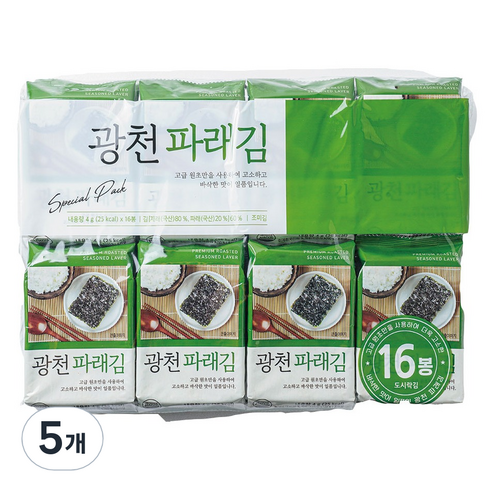 광천 파래김 16p, 64g, 5개