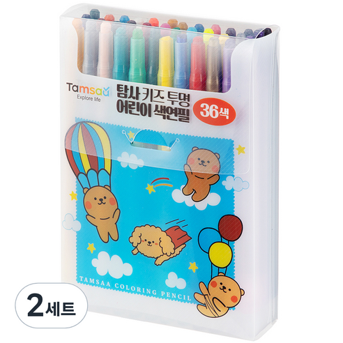 탐사 키즈 투명 어린이 색연필 36색, 2세트