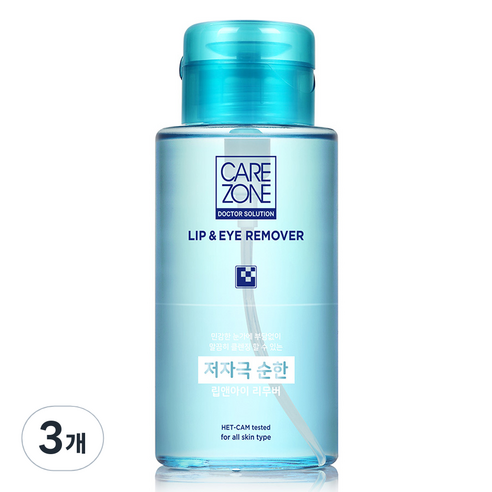 케어존 저자극 립 앤 아이리무버, 300ml, 3개