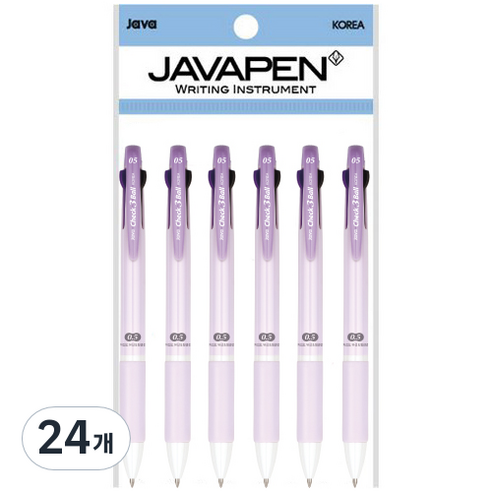 자바펜 체크 3볼 멀티펜 0.5mm, 바이올렛, 24개