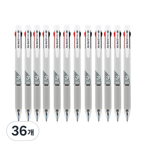 마이펜 마이볼 3색볼펜 0.5mm, 그레이, 36개