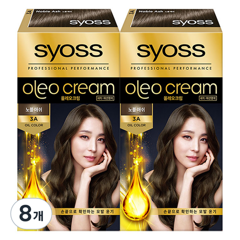 사이오스 올레오 크림 헤어 컬러 염모제, 3A 노블 애쉬, 8개