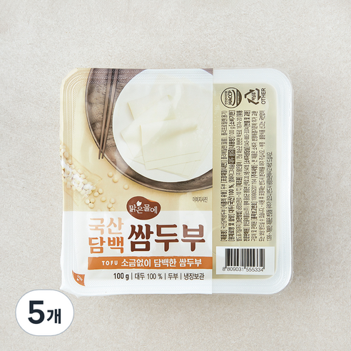 맑은물에 국내산 담백 쌈두부, 100g, 5개