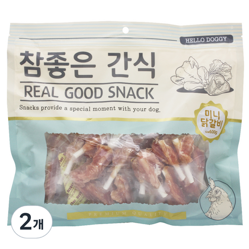 헬로도기 참좋은간식 강아지 건조간식, 미니닭갈비, 400g, 2개