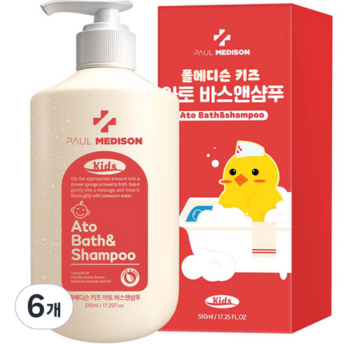 폴메디슨 키즈 아토 바스앤샴푸 베이비파우더향, 510ml, 6개