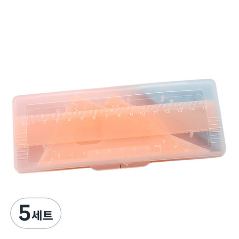 세븐집 파스텔 삼각자 각도기 4종 세트, 오렌지, 5세트