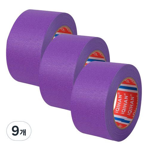 다다 칼라 마스킹 종이테이프 50mm x 15m, 퍼플, 9개