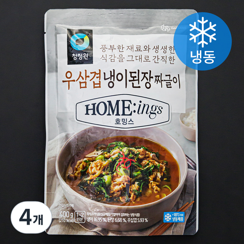 청정원 호밍스 우삼겹 냉이된장 짜글이 1~2인분 (냉동), 400g, 4개