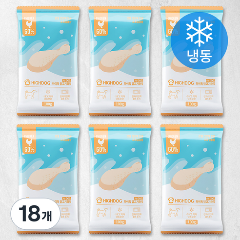 하이독 생후 3개월 이상 강아지 화식사료 냉동, 닭, 18개, 100g
