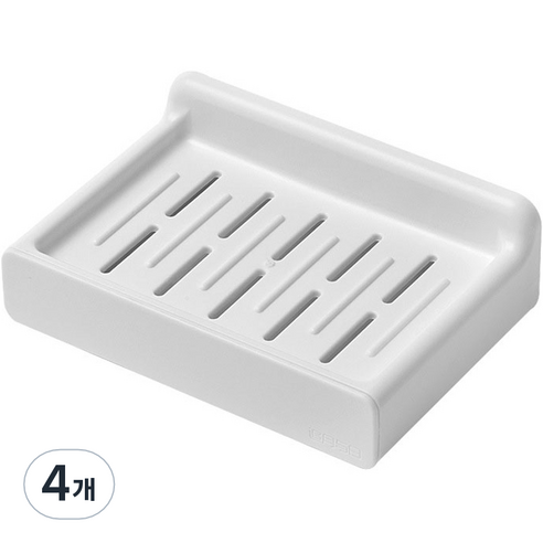 더자카 무타공 프리미엄 물빠짐 비누받침대 13 x 9.3 x 4.5 cm, 화이트, 4개