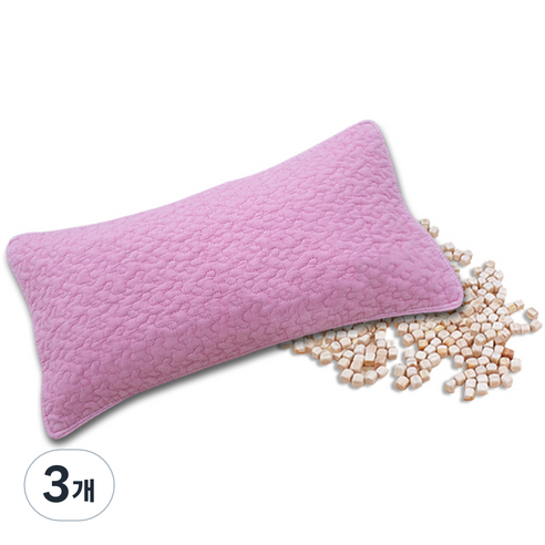 편백아트 프리미엄 편백 큐브칩 베이직 베개, 핑크(베개커버), 랜덤발송(속커버), 3개