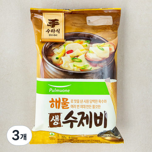 풀무원 해물 생 수제비 2인분, 367g, 3개