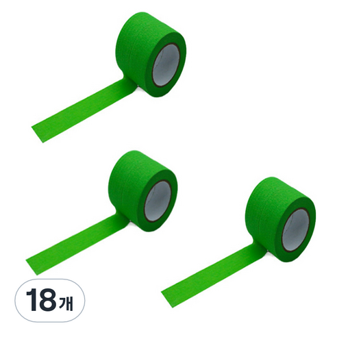 만들하비 컬러 종이 마스킹 테이프 1.5cm x 13m, 그린, 18개