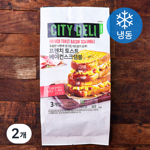 시티델리 프랜치토스트 베이컨스크램블 (냉동), 165g, 3개입, 2개