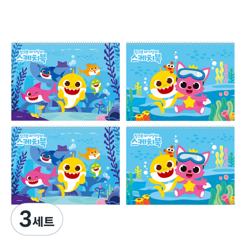 몽땅 핑크퐁 스케치북 4권, 345 x 248 mm, 30매, 3세트