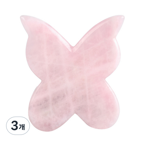 천연 로즈쿼츠 나비 괄사, 3개, 혼합색상