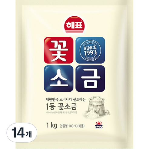 해표 꽃소금, 1kg, 14개