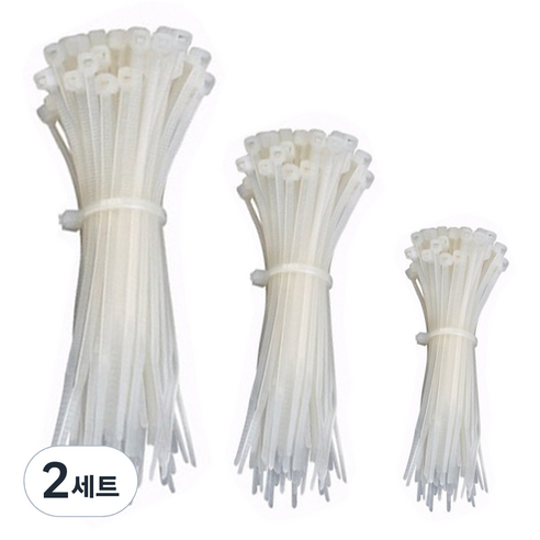 아이메이트 케이블 타이 대 100p + 중 100p + 소 100p 세트, 2세트, 화이트