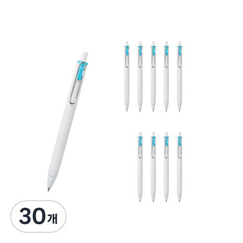 유니볼 원 중성 잉크펜 0.5mm, 스카이블루, 30개