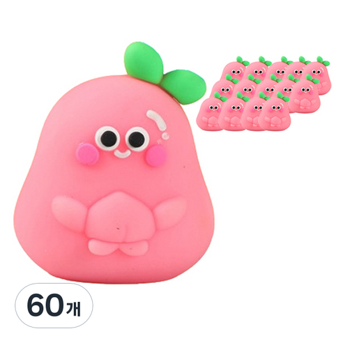 마켓감성 실리콘 캐릭터 연필깎이 복숭아, 60개