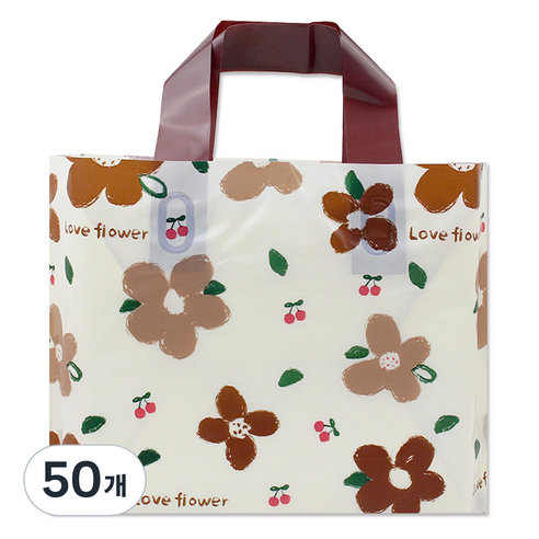 아이엔피 LDPE 손잡이 비닐백 소 30 x 20 cm, 08 브라운플라워, 50개
