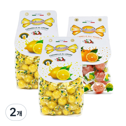 골로셀라 캔디 레몬 200g x 2p + 오렌지 200g 세트, 2세트