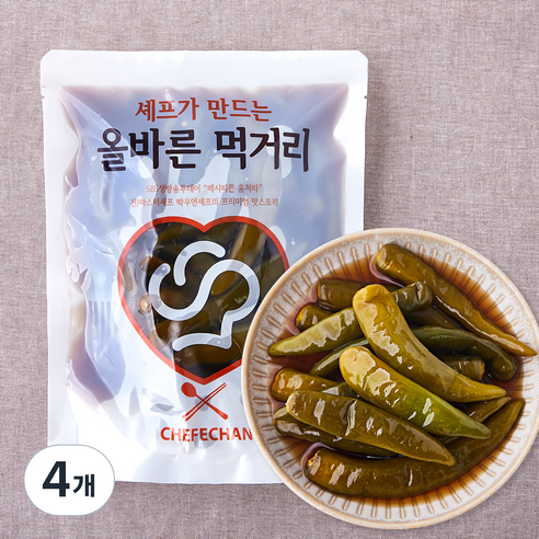 셰프애찬 청양고추 장아찌 새콤달콤, 600g, 4개