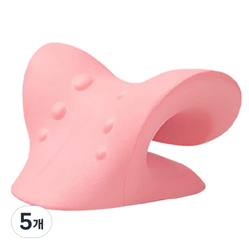 므뮤 목이편한 기능성 스트레칭 수면 C커브 낮은 목베개, 핑크, 5개