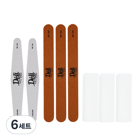 델리뷰티 프로 파일 네일케어 지브라 2p + 우드 3p + 샌딩블럭 3p 세트, 혼합 색상, 6세트