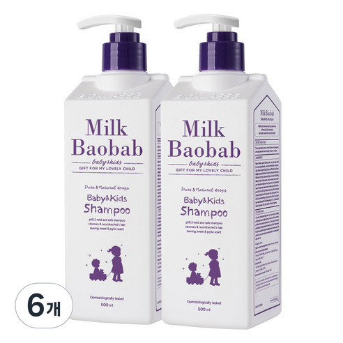 밀크바오밥 베이비앤키즈 샴푸, 500ml, 6개