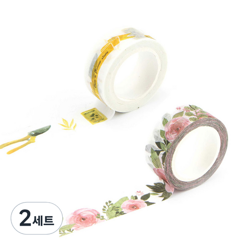 라이프포인트 내츄럴 일러스트 마스킹 테이프 11동백나무 세트, 11동백나무, 12정원사, 2세트