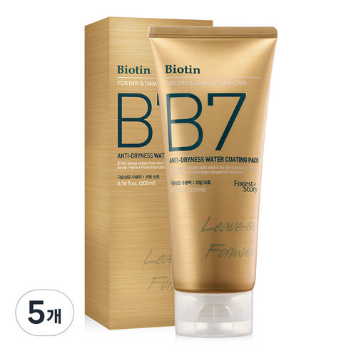 포레스트스토리 B7 워터 코팅 노워시 헤어팩, 200ml, 5개