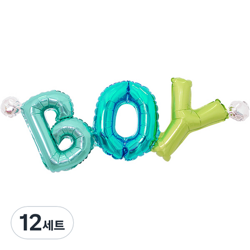 파티팡 이니셜은박풍선 BOY, 혼합 색상, 12세트
