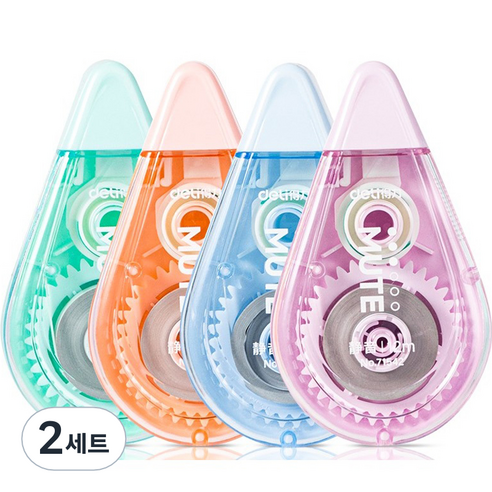 델리 저소음 수정테이프 4종 세트 71542, 핑크, 블루, 오렌지, 그린, 2세트